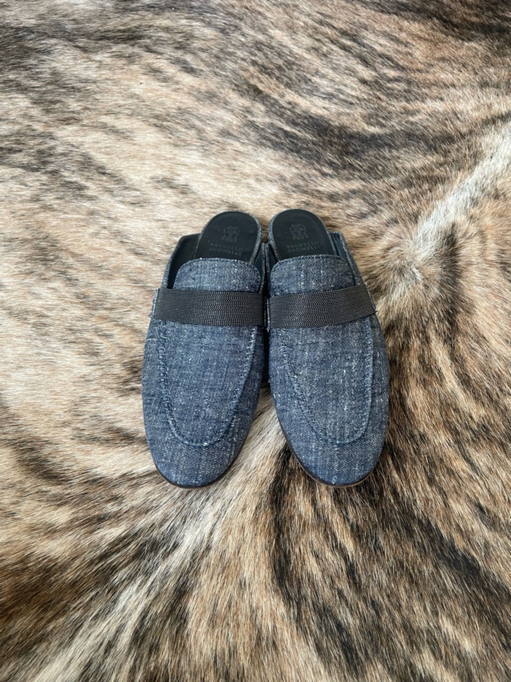 Brunello Cucinelli 39.5 Blue Denim Slip-On Loafers